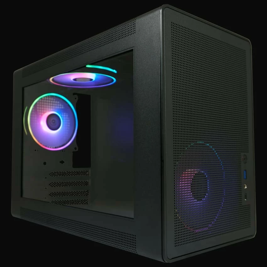 Kasë LC-Power LC-716MB-ON, Micro Tower, micro ATX/Mini-ITX, xham i temperuar, RGB, e zezë