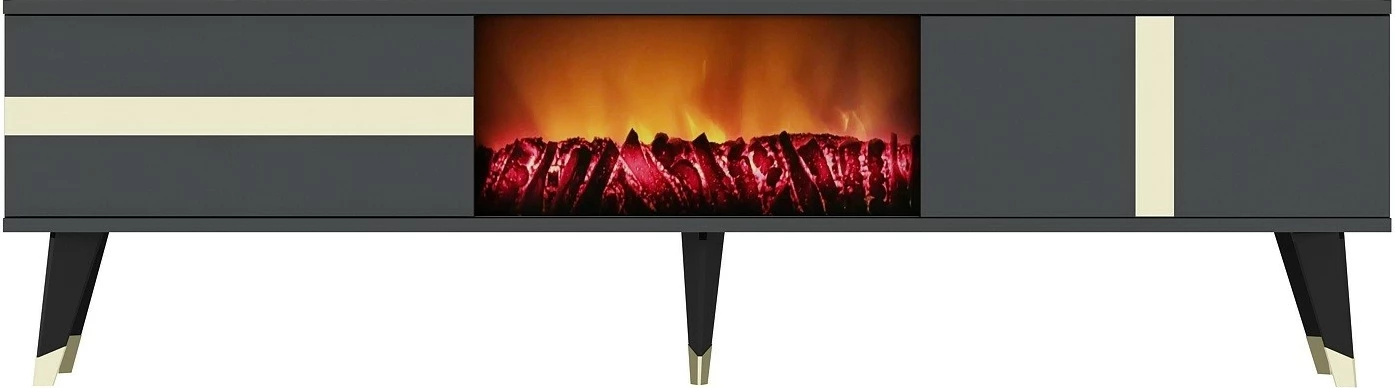 Komodë TV Hanah Home, me oxhak elektrik, anthracite, ari