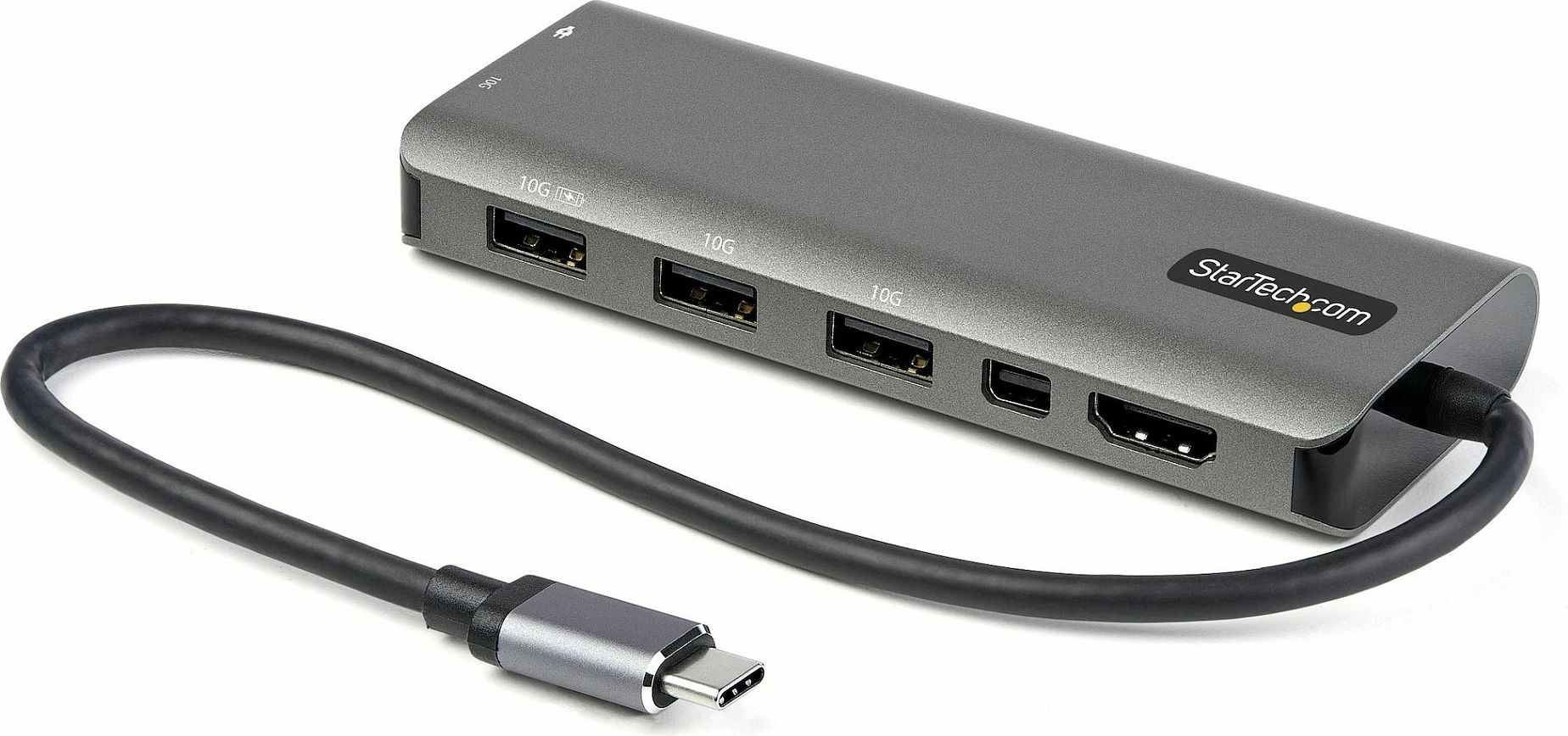 Adapter multiport USB-C StarTech DKT31CMDPHPD, HDMI + Mini DisplayPort 4K 60Hz, Hub 4x USB 10Gbps, PD 100W, zi/argjendtë