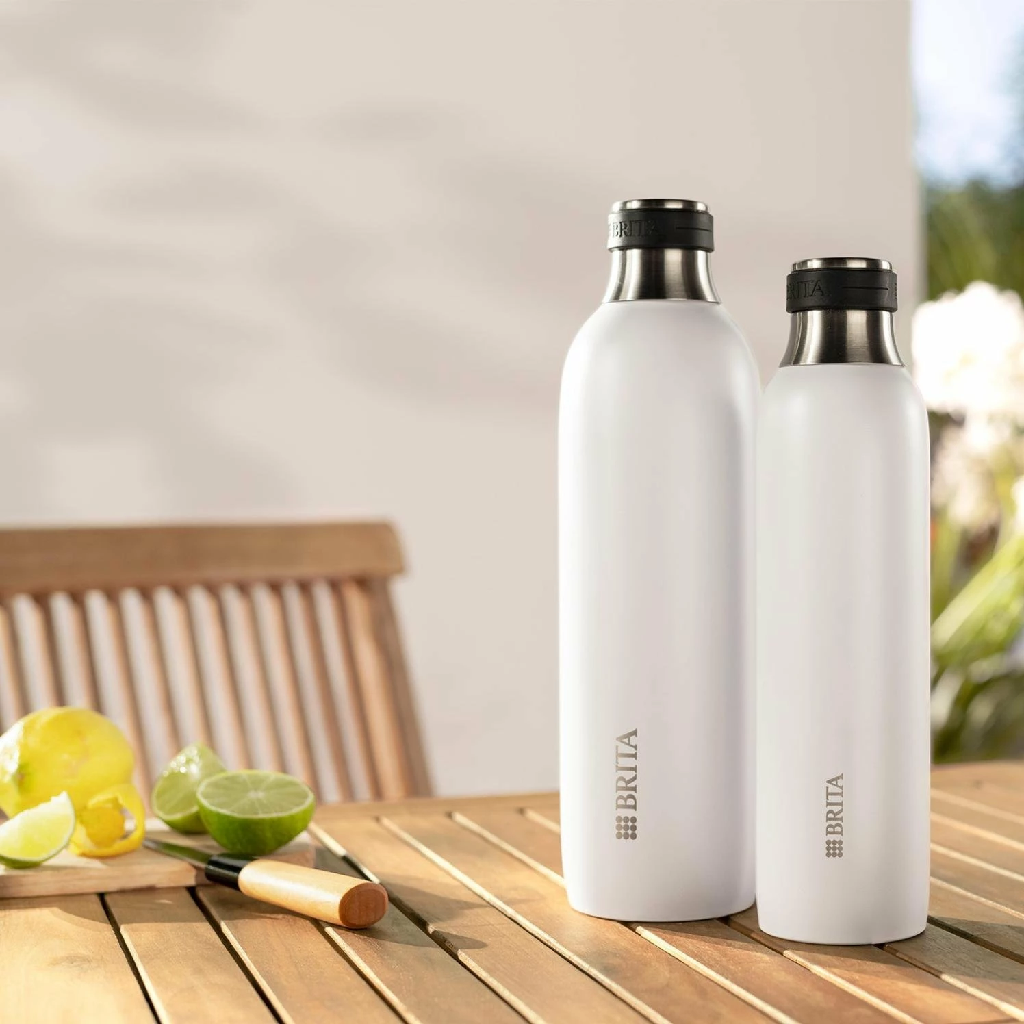 Shishe karbonatori Brita SodaTrio 0.65 L, çelik inox i veshur, e bardhë