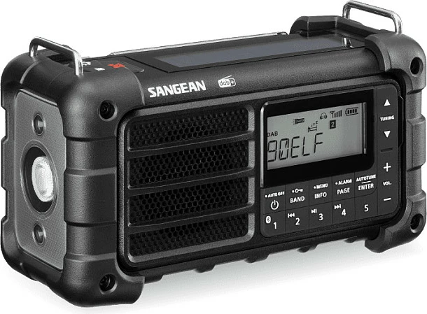 Radio portative Sangean MMR-99 DAB+, Bluetooth, me kurbel/solar, IP55, e zezë