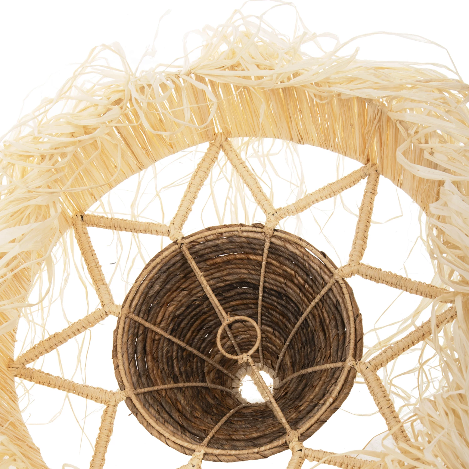 Llambë varëse tavani me thekë, fibra palme të thata, FH7854, Φ51x37H cm
