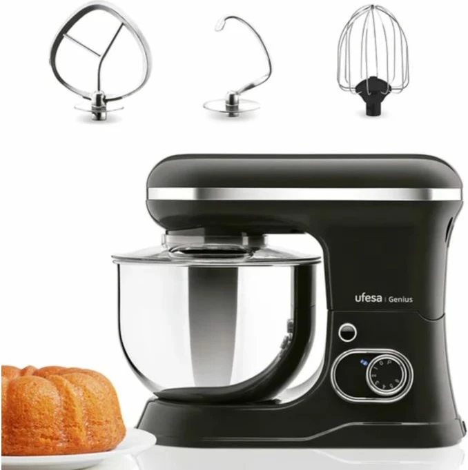 Robot kuzhine UFESA Genius 70305937 1200W, enë inox 5L, 6 shpejtësi + Pulse, 3 shtojca, i zi/argjendtë