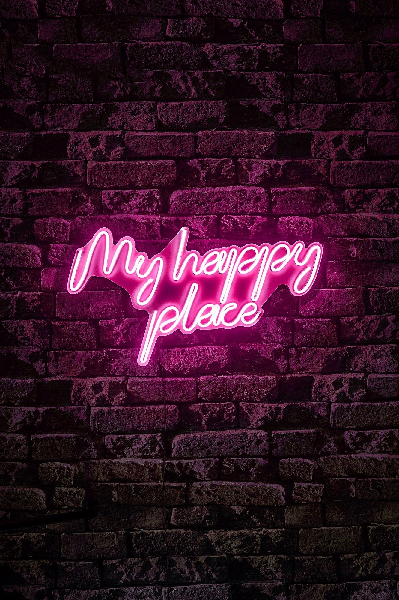 Dritë dekorative LED në mur, 'My happy place', plastikë, ngjyrë rozë