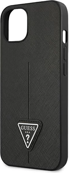 Mbështjellës Guess Saffiano Triangle për iPhone 13 mini, i fortë, i zi