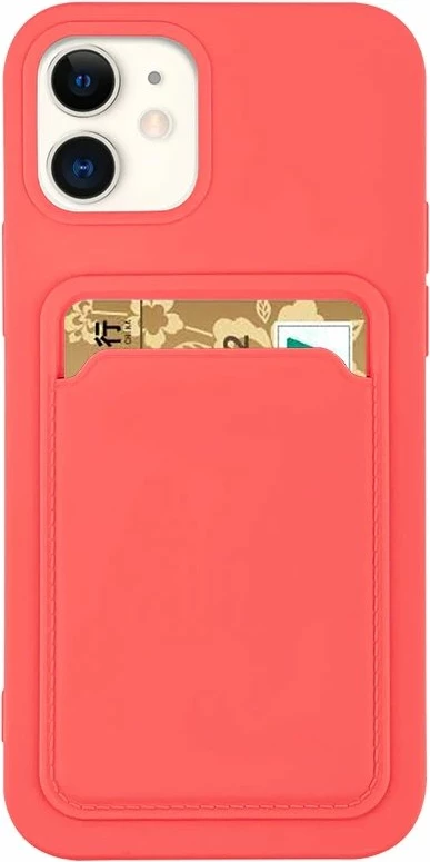 Mbështjellës Hurtel Card Case për iPhone 12 Pro Max, silikon, me xhep për kartela, koral