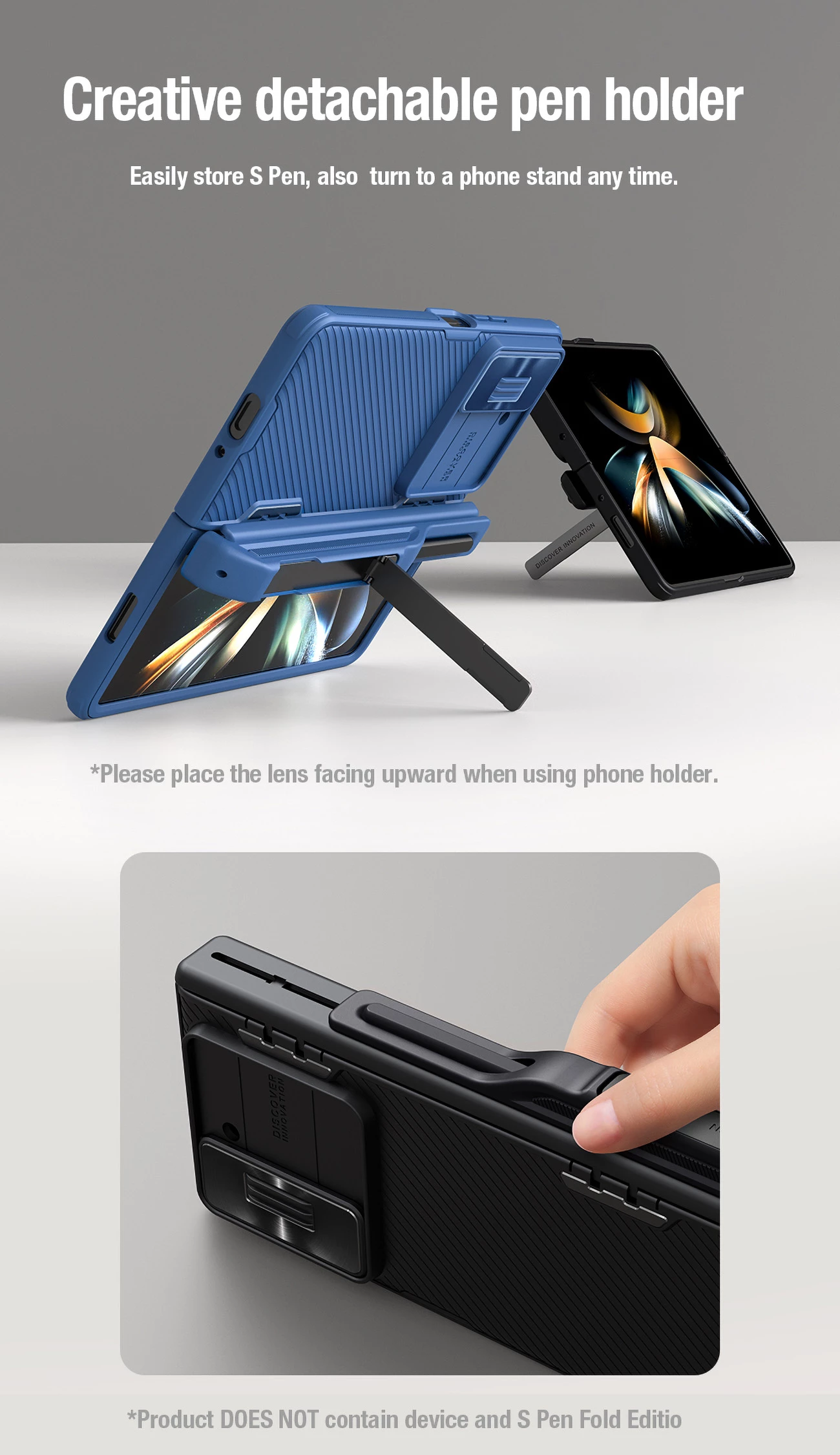 Mbështjellës Nillkin CamShield Fold Case për Samsung Galaxy Z Fold 5, me mbajtëse për stilolaps, e zezë