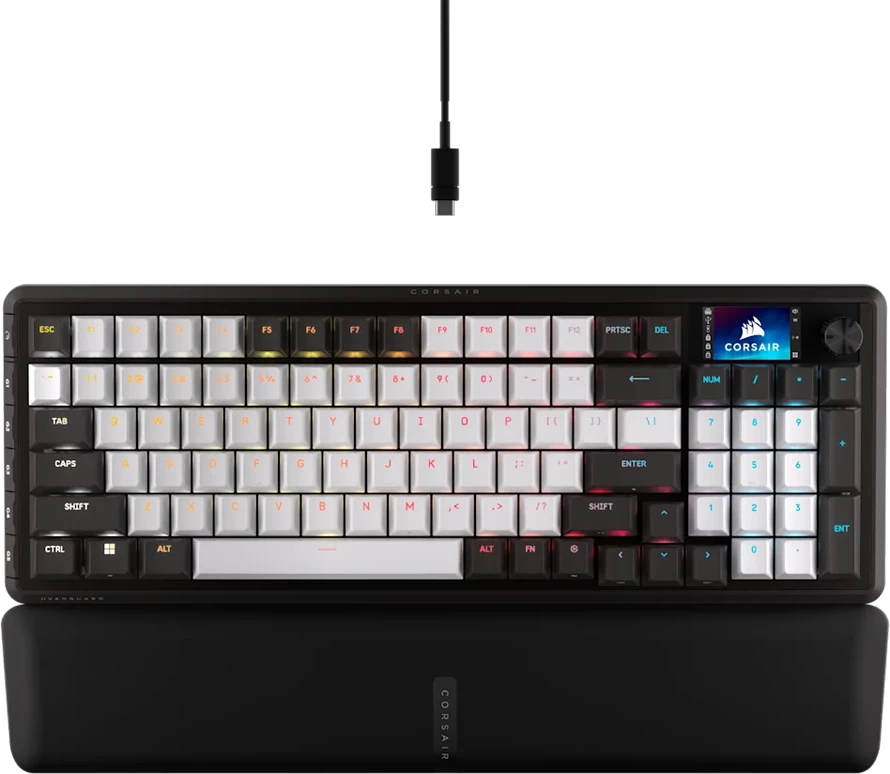 Tastierë gaming Corsair VANGUARD 96-MLX Plasma-DUAL, mekanike, USB me kabllo, RGB, LCD, US layout, e zezë