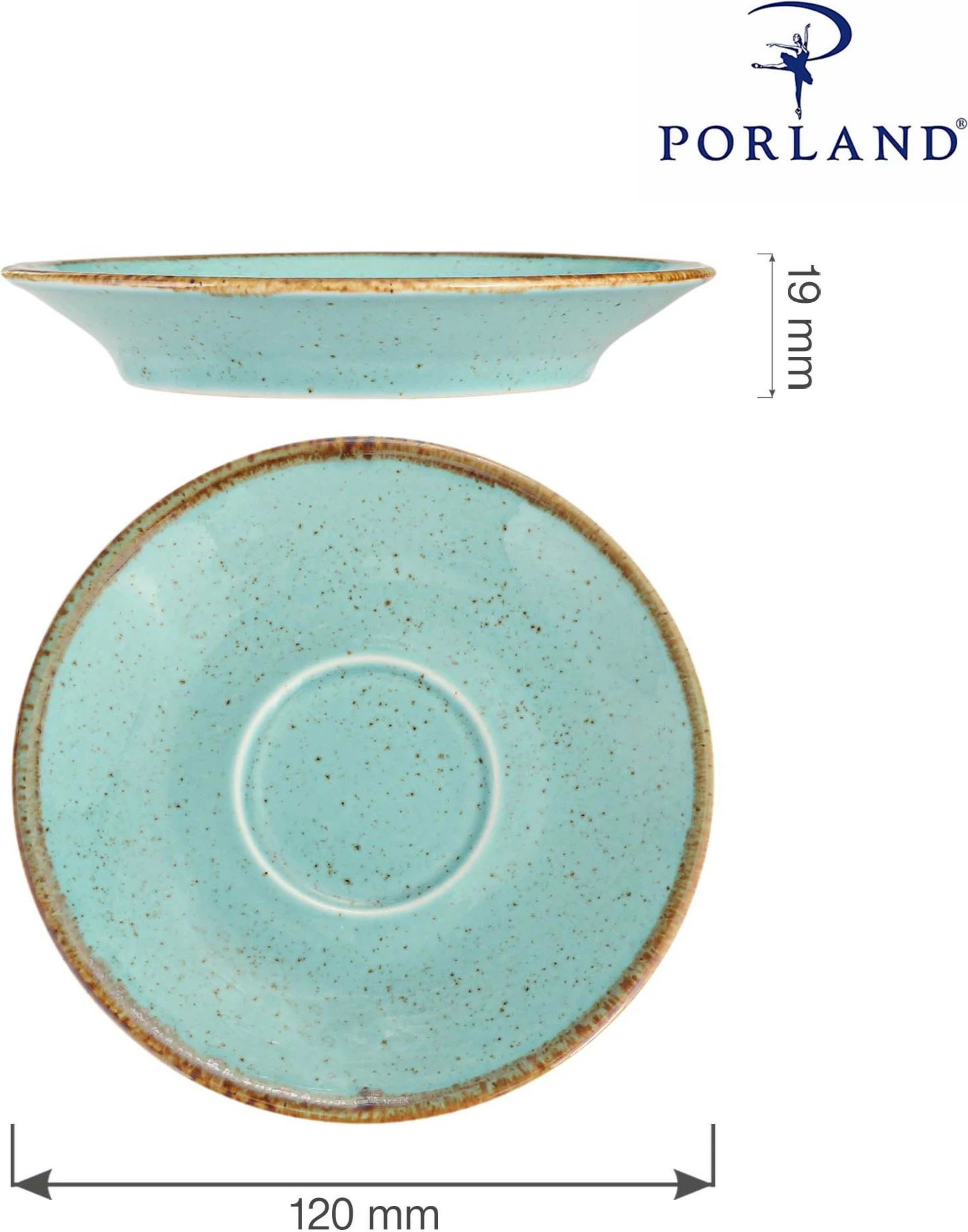 Nënfilxhan porcelani Porland Seasons Laguna 120 mm, kaltër e çelët, set 6 copë