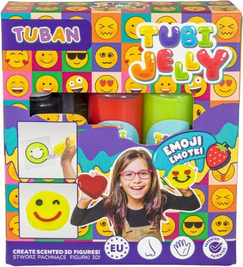 Set kreativ TUBAN Tubi Jelly Emoji, 3D, 3 ngjyra, 3 x 150 ml, për fëmijë