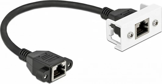 Kabllo zgjatëse rrjeti DeLOCK Easy 45, Cat6a S/FTP, RJ45 femër-femër, 25 cm, e zezë