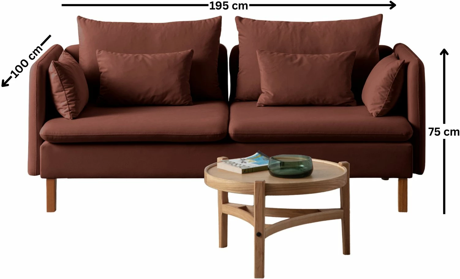 Divan treshe Flexy, ngjyrë e kuqe tullë, Atelier del Sofa