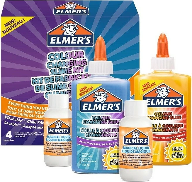 Set slime që ndërron ngjyrë Elmer's DIY, blu dhe verdhë