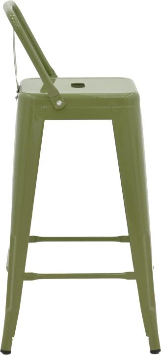 Karrige për bar me shpinore Utopia, metal, ngjyrë ulliri e errët, 42x42x86cm