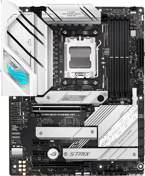 Pllakë amë ASUS ROG STRIX B650-A GAMING WIFI, AM5, ATX, DDR5, 3x M.2, 4x SATA, 2.5GbE, WiFi 6E, Bluetooth 5.2, Bardhë