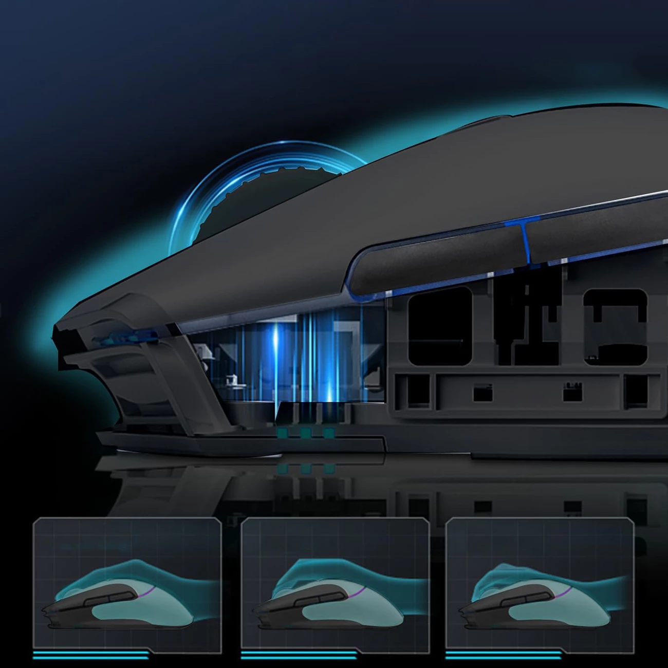 Maus gaming wireless Machenike L8 Pro 26000 DPI tri-mode (USB/2.4GHz/Bluetooth), me dock magnetik RGB, i zi