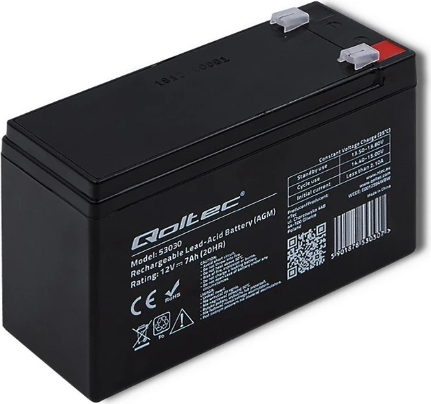 Bateri Qoltec 53030 AMG, 12V, e zezë