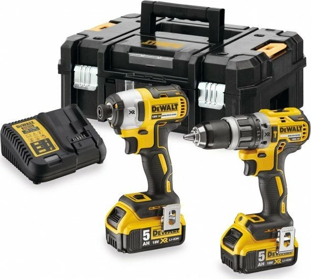 Set veglash me bateri DeWalt DCK266P2T-QW 18V XR 2x5Ah Brushless, 6 copë, verdhë/zi, me valixhe
