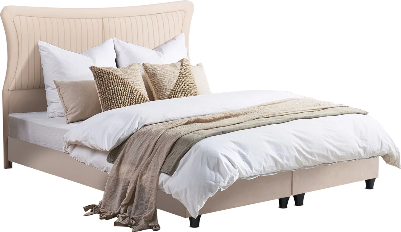 Krevat dopio NESTOR, kadife bezhë, për dyshek 160x200cm