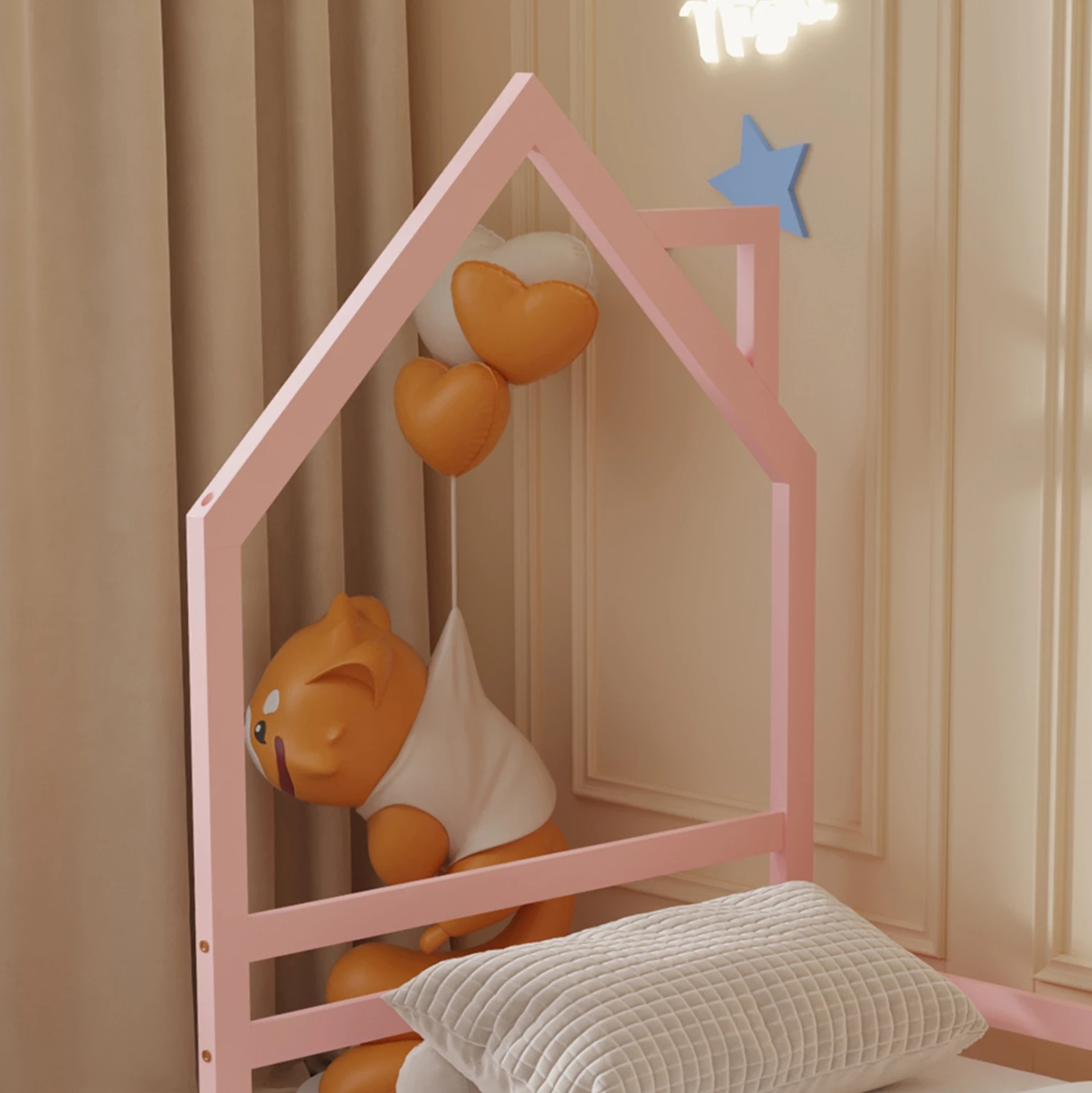 Krevat për fëmijë HOUSER FH676.06 t.MONTESSORI dru pishe i fortë ngjyrë rozë - 190x90cm