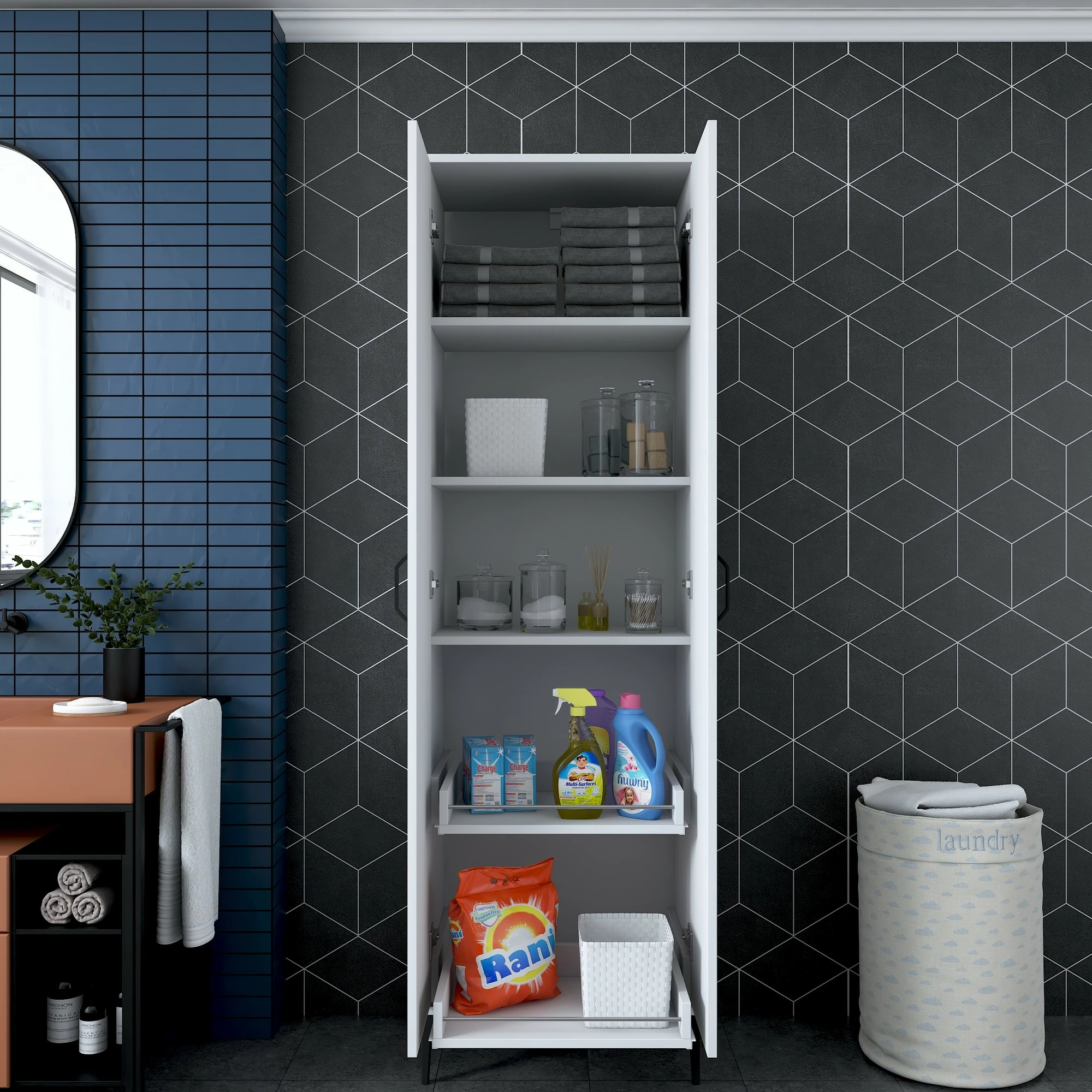 Dollap shumëpërdorimësh, ngjyrë e bardhë, Skye Decor, JE110 - 2945