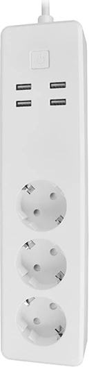 Rrymëndarës smart Moye Voltaic 3 priza EU + 4 USB, 3680W 16A, kabllo 1.5 m, i bardhë