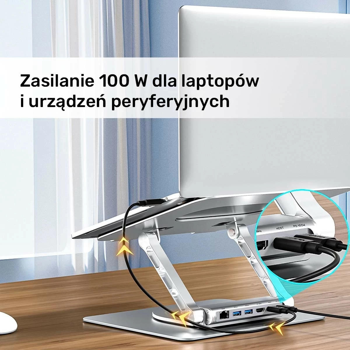 Podstavec laptop Unitek me hub USB-C HDMI 4K, gri