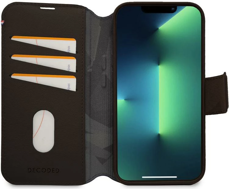 Mbështjellës Decoded Detachable Wallet për iPhone 14 Pro, lëkurë, MagSafe, Kafe
