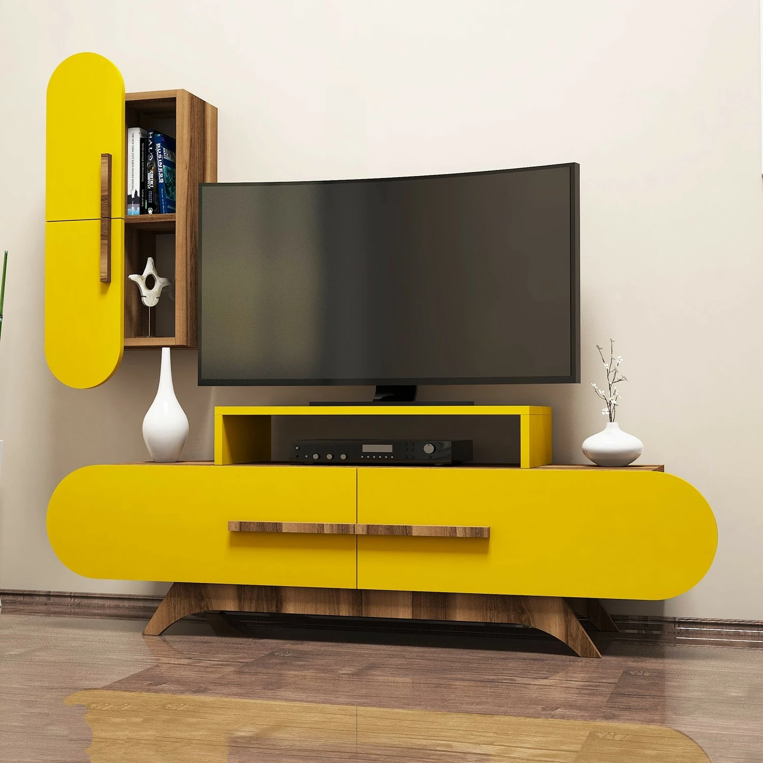 Komodë TV Hanah Home, ngjyrë arrë dhe e verdhë, Rose S