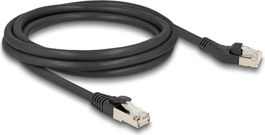 Kabllo rrjeti DeLOCK RJ45 Cat.8.1 S/FTP 2 m, 40 Gbps, 45° majtas, e zezë