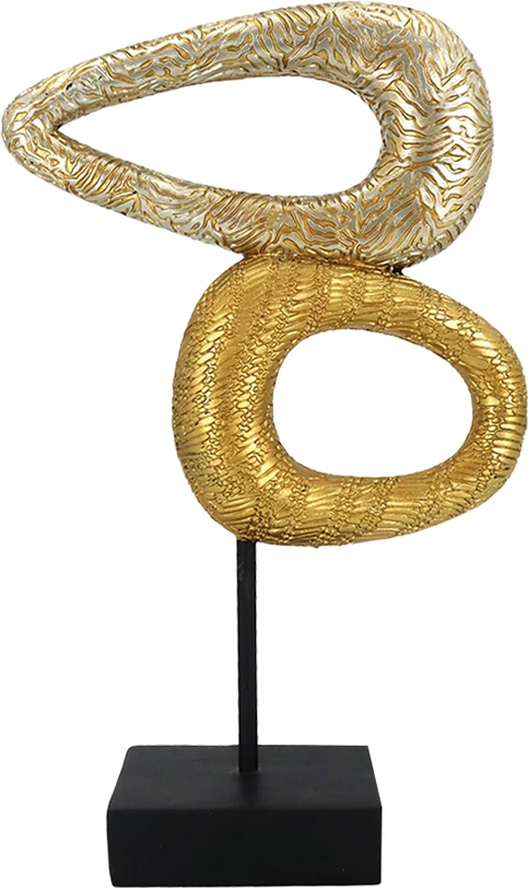 Dekor skulpturë DRIP, polirezine, ar dhe e zezë, 16x6x25cm