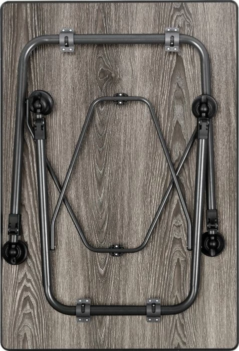 Tavolinë kampingu BRUNNER Linear Greywood 80 80×60 cm, lartësi e rregullueshme 63–83 cm, gri/zezë