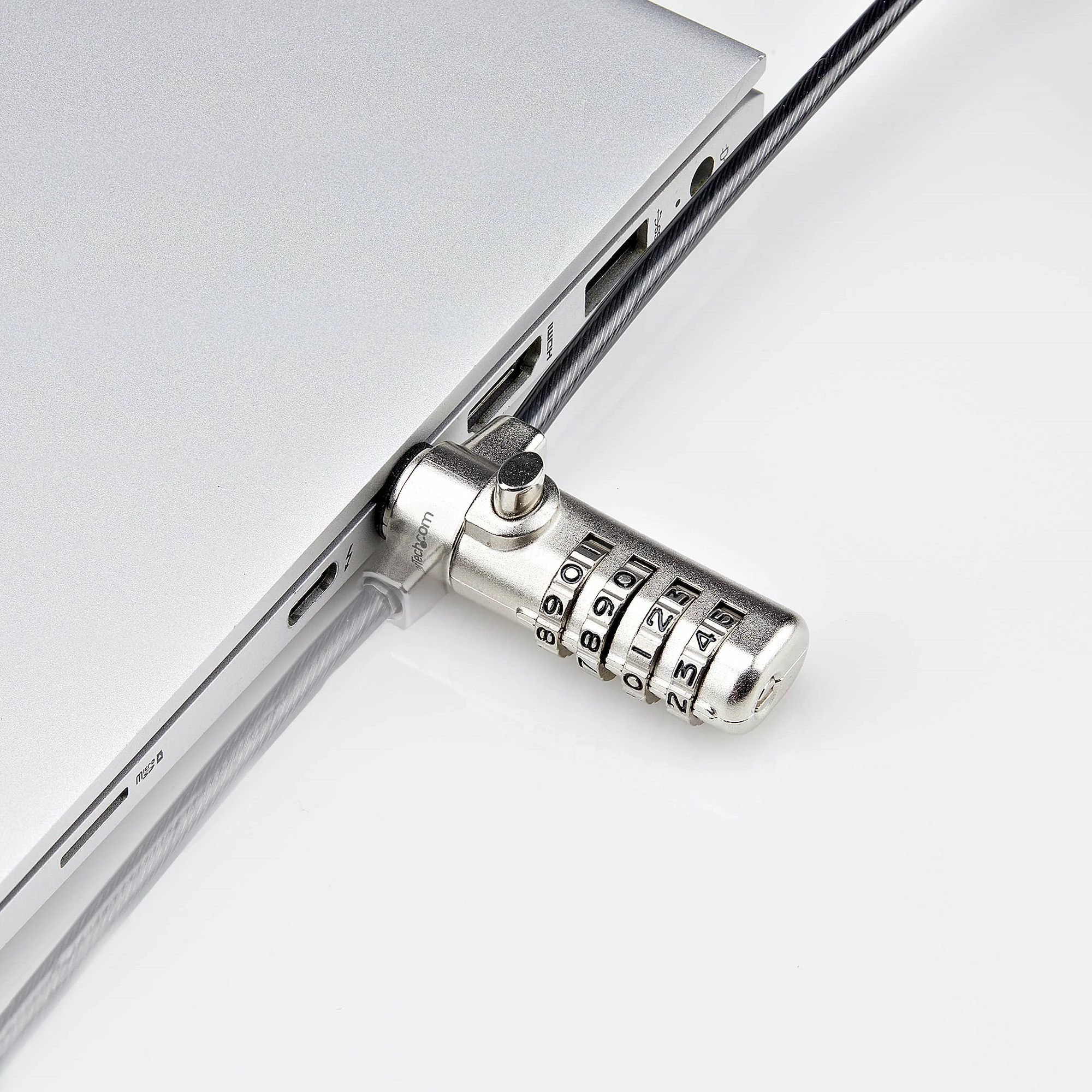 Kablë sigurie StarTech SNANOC4D-LAPTOP-LOCK 1.5 m me kyç kombinimi Kensington Nano, e zezë