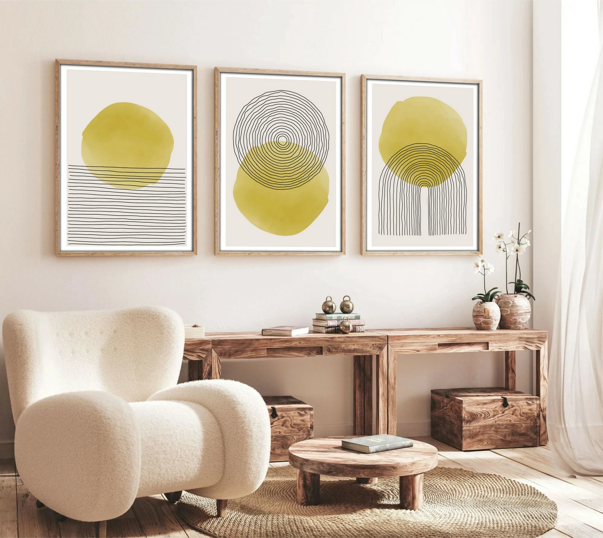 Pikturë dekorative me kornizë MDF (3 copë), Wallity, Huhu144, 20x30cm