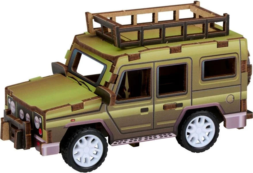 Lodër montimi 3D prej druri Stanley 55971-OFF-ROADER, 37 pjesë, pull-back, jeshile