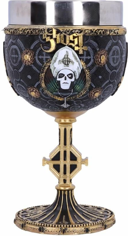 Kelih koleksionues NEMESIS NOW Ghost Meliora, resinë me insert çelik inox, i pikturuar me dorë, gold