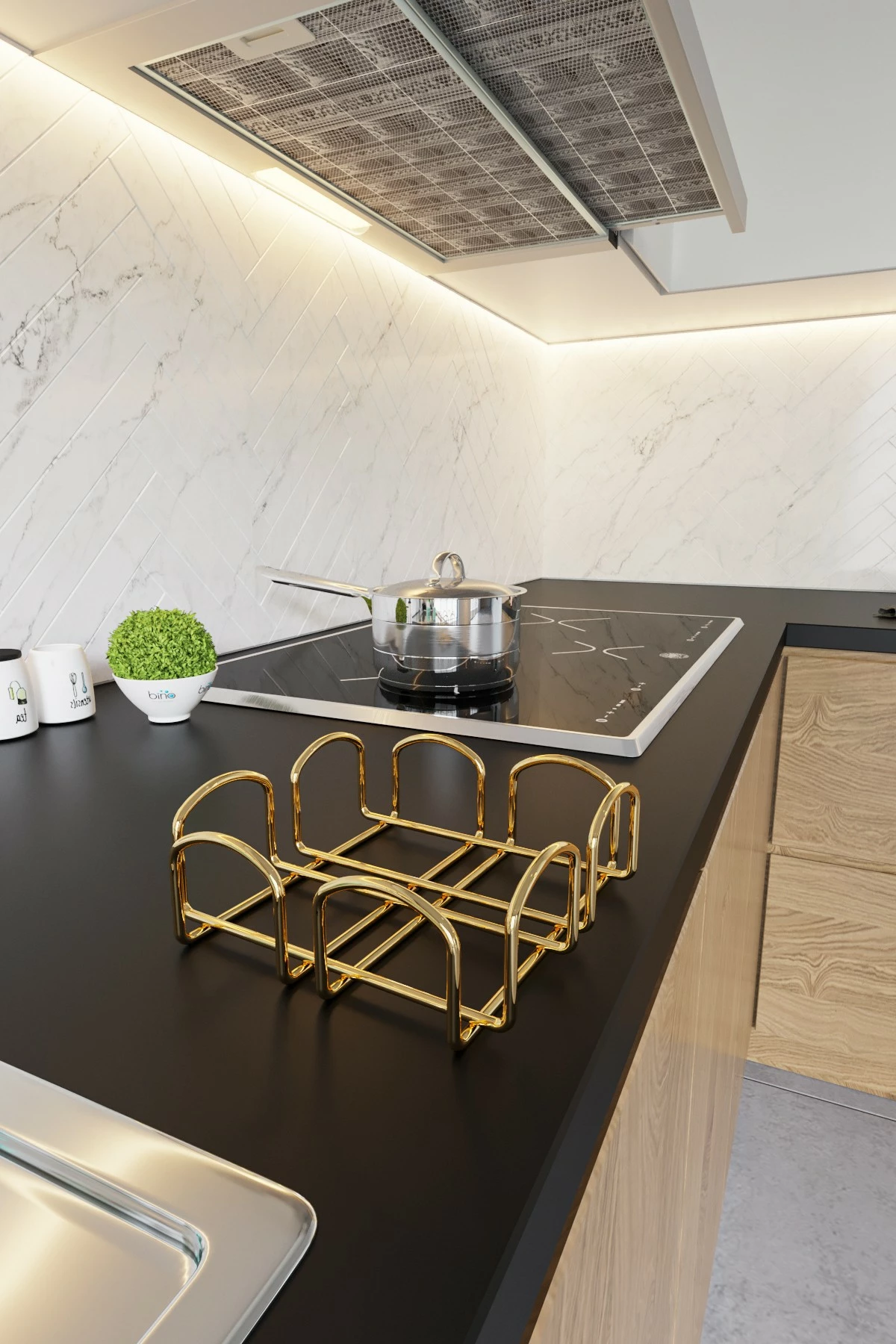 Mbajtës pecetash, ngjyrë ari, Aberto Design, Kare Peçetelik