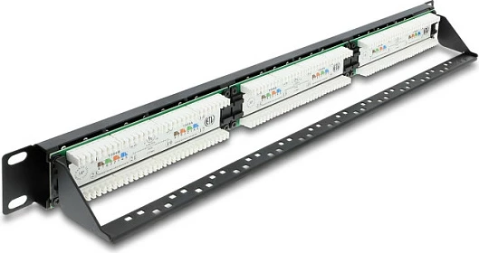 Patch panel DeLOCK 19" 1U, 24-port Cat6, RJ-45, me LED, i zi