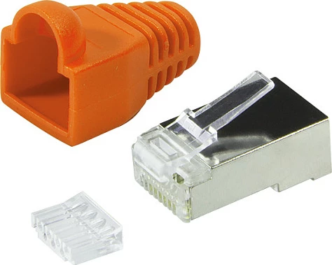 Konektor RJ45 LogiLink Cat.6 STP, 100 copë, portokalli