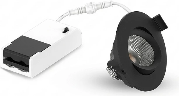 Spot LED i integrum leuchtek SPR-6W-XWB, 6W, IP44, ngjyrë drite e rregullueshme, i rrotullueshëm, i zi