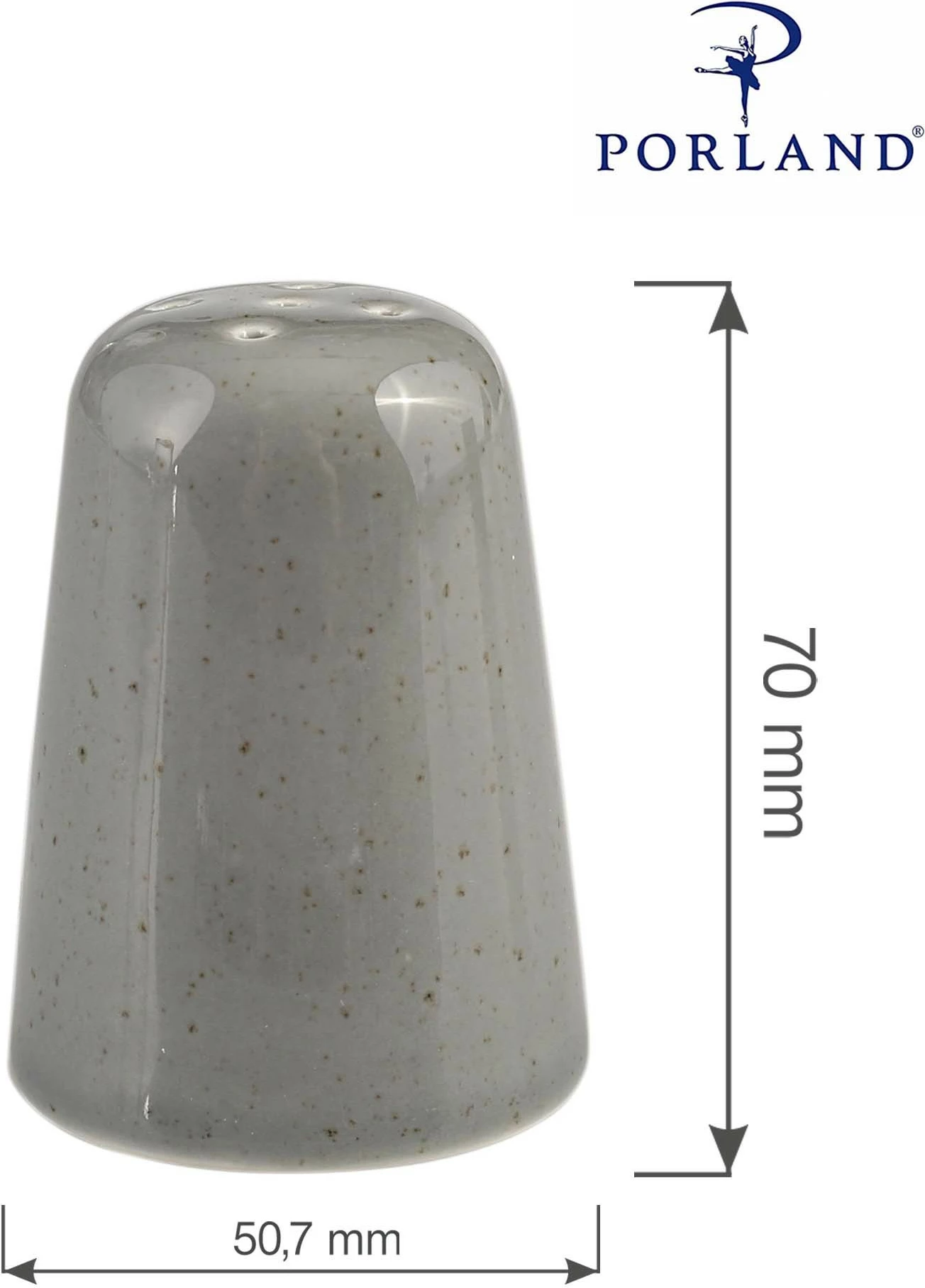 Shaker për kripë Porland Seasons Stone, porcelan, set 6 copë, gri e errët