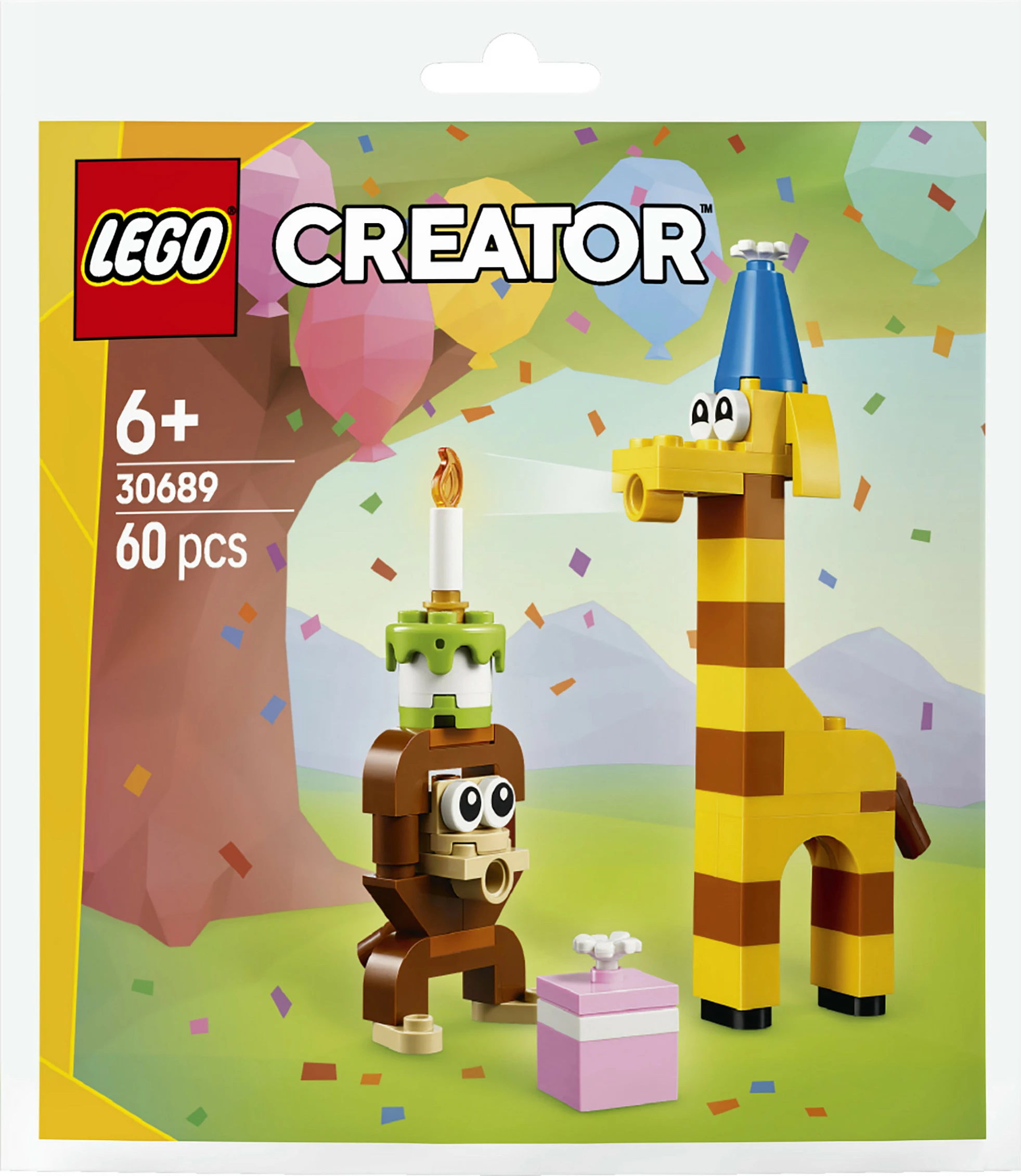 Set ndërtimi LEGO Creator Birthday Party Animals 30689, 60 copë, shumëngjyrësh