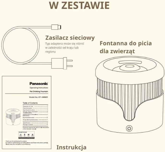 Ujëmbledhës automatik për mace Panasonic CP-JNW01CW, Plastikë, Bardhë
