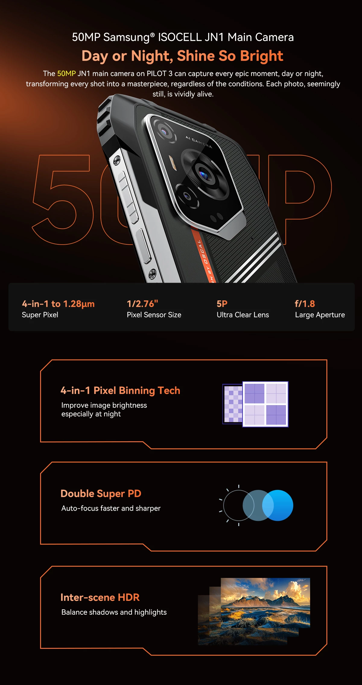 Celular Oscal Pilot 3 12GB/256GB 5G Rugged 7500mAh 6.78\" 120Hz, i zi