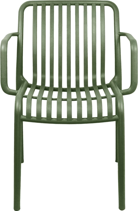 Karrige me krahë Zoi, plastikë e fortë, ngjyrë e gjelbër e errët, 55.5x57.5x79cm