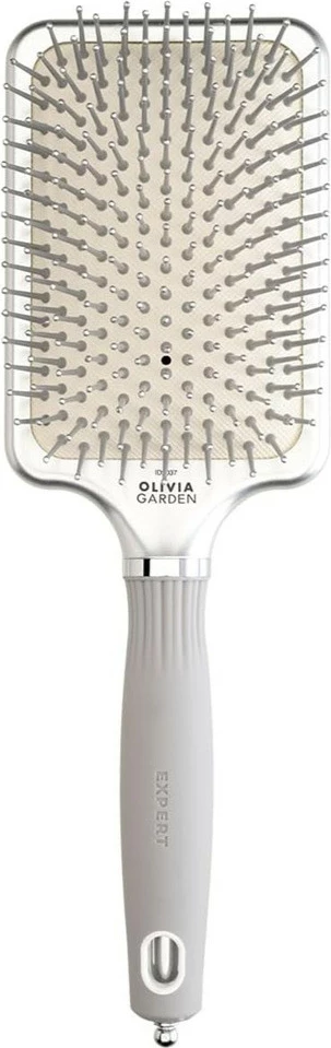 Furçë flokësh për femra Olivia Garden Expert Care Rectangular Brush me gjilpëra najloni Silver L, 1 copë