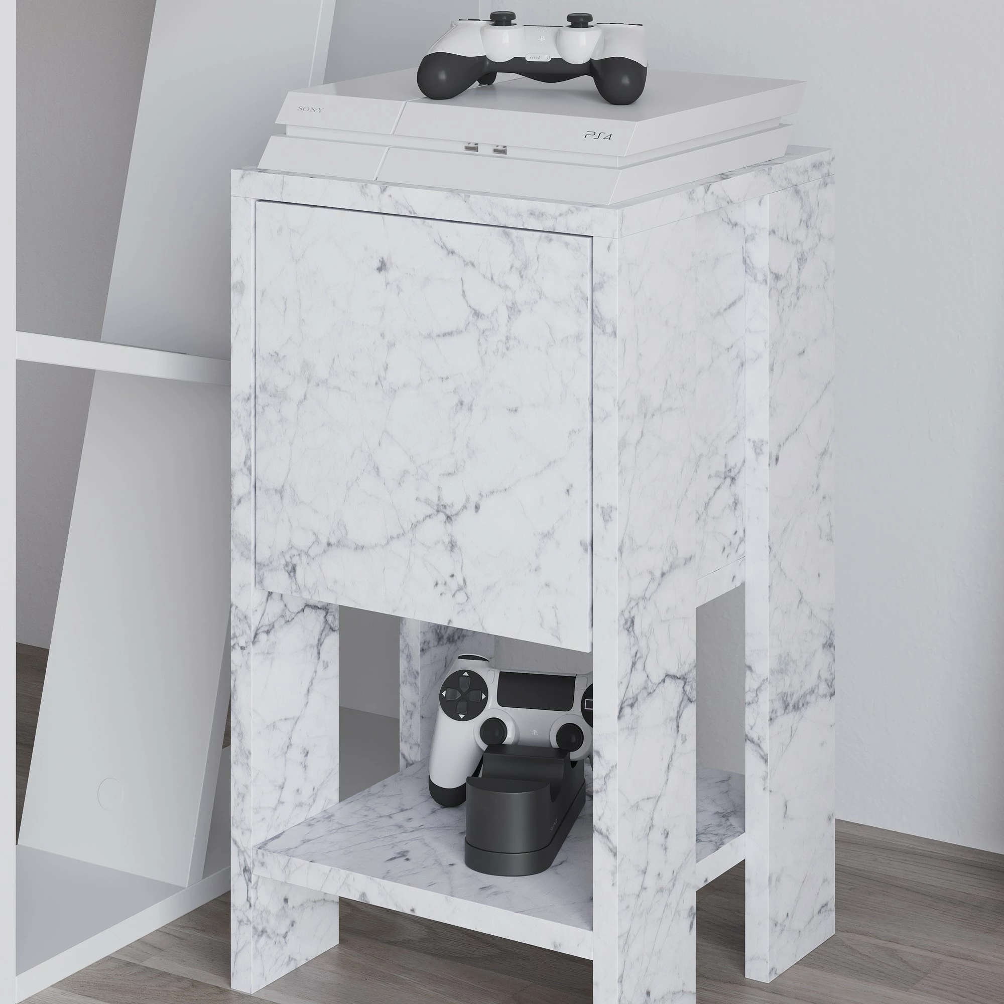 Komodinë nate Skye Decor, ngjyrë Carrara Marble