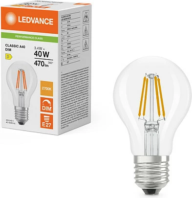 Llambë LED OSRAM Classic A DIM P 3.4W (ekuiv. 40W), E27, 470 lm, 2700K Warm White, transparente