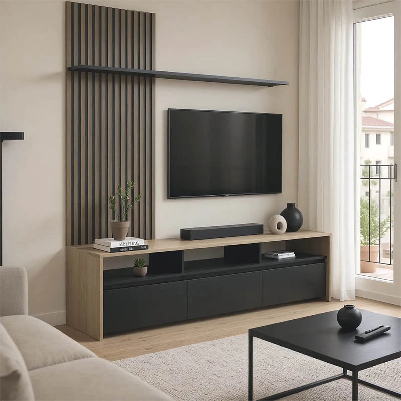 Set salloni Delfina, ngjyrë sonoma dhe e zezë, 190x40x199.5cm