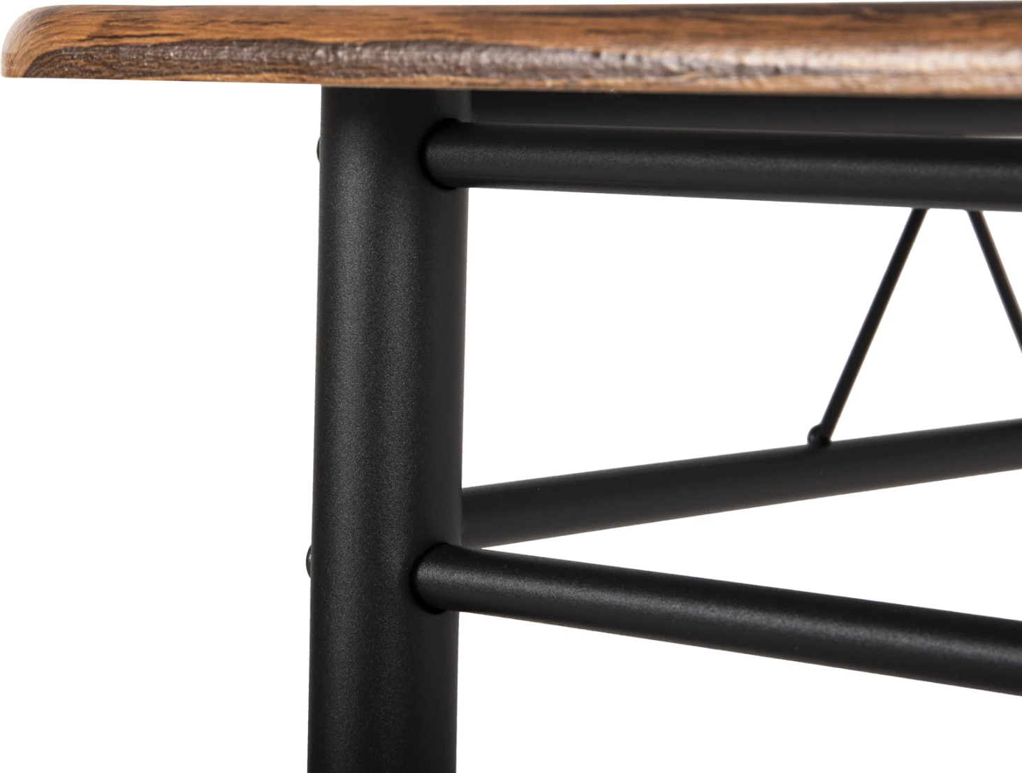 Tavolinë me karrige, 5 copë, PEARY FH9416.11, metal i zi-MDF, ngjyrë arre, 110x60x74 cm